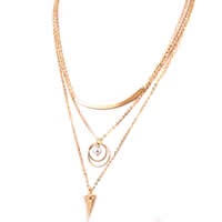 Mode-Multi-Layer-Halskette, Zinklegierung, mit Harz-Perle, goldfarben plattiert, Oval-Kette & 3-Strang, frei von Nickel, Blei & Kadmium, 70mm,27mm, verkauft per ca. 24.4 ZollInch Strang