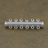 Brass Slide Lock Clasp Column silver color plated  nickel lead & cadmium free Approx 1.5mm Sold By Lot