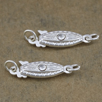Brass Fishhook Clasp Horse Eye silver color plated with rhinestone & single-strand nickel lead & cadmium free Approx 2.5mm Sold By Lot