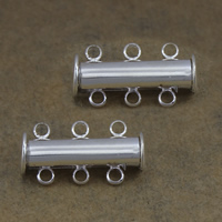 Brass Slide Lock Clasp Column silver color plated  nickel lead & cadmium free Approx 2mm Sold By Lot