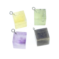 Gemstone Pendants Jewelry with iron bail platinum color plated mixed - Approx 2mm Sold By Bag