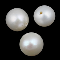 Natural Freshwater Pearl Loose Beads, Potato, half-drilled, white, 11-12mm, Hole:Approx 0.8mm, Sold By PC