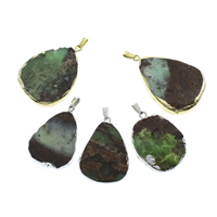 Australia Jade Pendant with iron bail Teardrop plated natural mixed colors - Approx Sold By Bag