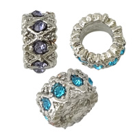 Rhinestone Zinc Alloy Beads Donut platinum color plated with rhinestone nickel lead & cadmium free Approx 6mm Sold By Lot