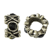 Rhinestone Zinc Alloy Beads antique silver color plated with rhinestone nickel lead & cadmium free Approx 6mm Sold By Lot