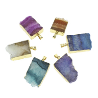 Natural Agate Druzy Pendant, Ice Quartz Agate, with iron bail, gold color plated, druzy style, more colors for choice, 19x25x10mm-32x35x11mm, Hole:Approx 5x6mm, 10PCs/Bag, Sold By Bag