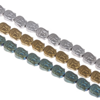 Buddhistiske perler, Ikke-magnetisk hæmatit, Buddha, forgyldt, buddhistiske smykker, flere farver til valg, 8x6.50x4mm, Hole:Ca. 1mm, Længde Ca. 16 inch, 10Strands/Bag, Ca. 49pc'er/Strand, Solgt af Bag