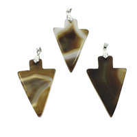 Agate Jewelry Pendants, Mixed Agate, with iron bail, Spike, silver color plated, 31x50x5mm-33x51x5mm, Hole:Approx 5x6mm, 10PCs/Bag, Sold By Bag