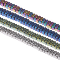 Nicht-magnetische Hämatit Perlen, Non- magnetische Hämatit, Quadrat, plattiert, keine, 4x2mm, Bohrung:ca. 1mm, Länge ca. 16 ZollInch, 10SträngeStrang/Tasche, ca. 200PCs/Strang, verkauft von Tasche