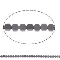 Nicht-magnetische Hämatit Perlen, Non- magnetische Hämatit, Sechseck, schwarz, 4x2mm, Bohrung:ca. 1mm, Länge ca. 15.5 ZollInch, 10SträngeStrang/Tasche, ca. 103PCs/Strang, verkauft von Tasche