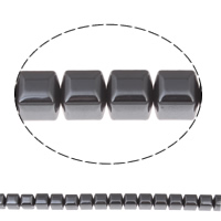 Nicht-magnetische Hämatit Perlen, Non- magnetische Hämatit, Würfel, schwarz, 8mm, Bohrung:ca. 1mm, Länge:ca. 15.5 ZollInch, 10SträngeStrang/Tasche, ca. 52PCs/Strang, verkauft von Tasche