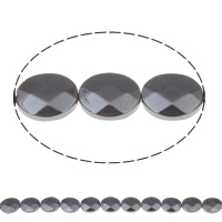 Nicht-magnetische Hämatit Perlen, Non- magnetische Hämatit, oval, facettierte, schwarz, 10x8x3mm, Bohrung:ca. 1mm, Länge:ca. 15.5 ZollInch, 10SträngeStrang/Tasche, ca. 40PCs/Strang, verkauft von Tasche