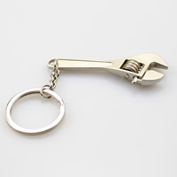 Zinc Alloy Key Chain Wrench platinum color plated nickel lead & cadmium free 65mm Sold By Lot