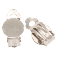 Iron Earring Clip Component, platinum color plated, lead & cadmium free, 10x17x8mm, Hole:Approx 3mm, 1000PCs/Bag, Sold By Bag