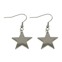 Stainless Steel Drop Earring, Star, original color, 19.5x19x1mm, 41mm, Sold By Pair