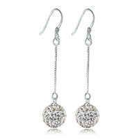 Rhinestone Earring Clay Pave with Iron Round platinum color plated with rhinestone clear 10mm Sold By Bag