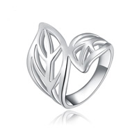 Zinc Alloy Finger Ring Leaf platinum plated & hollow nickel lead & cadmium free Sold By PC