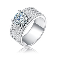 Vještački dijamant Ring Finger, Cink Alloy, Uštipak, platine pozlaćen, različite veličine za izbor & s češkim Rhinestone & faceted, nikal, olovo i kadmij besplatno, 0.8x0.8cm, Prodano By PC