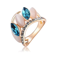Cats Eye Finger Ring Zinc Alloy with Cats Eye real rose gold plated & with Austria rhinestone & faceted nickel lead & cadmium free Sold By PC
