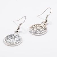 Zinc Alloy Drop Earring iron earring hook antique silver color plated nickel lead & cadmium free 40mm Sold By Bag