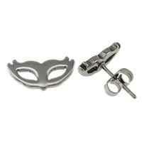 Stainless Steel Stud Earrings, Mask, original color, 11x5.50x11mm, Sold By Pair