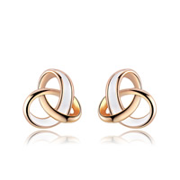 Zinc Alloy Stud Earring stainless steel post pin Flower real rose gold plated enamel nickel lead & cadmium free Sold By Pair