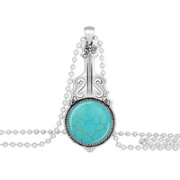 Turquoise Sweater Chain Necklace Zinc Alloy with iron chain Guitar antique silver color plated ball chain nickel lead & cadmium free 25mm Length Approx 28.5 Inch Sold By Bag