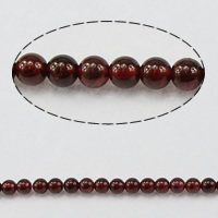 Natural Garnet Beads, Round, January Birthstone, 4mm, Hole:Approx 1mm, Length:Approx 16 Inch, 10Strands/Lot, 102PCs/Strand, Sold By Lot