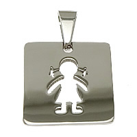 Stainless Steel Pendants, Girl, original color, 22x22x2mm, Hole:Approx 4.5x9.5mm, Sold By PC