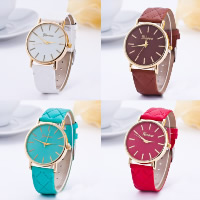 Unisex Wrist Watch, PU Leather, with Tibetan Style, plated, more colors for choice, 38mm, 18mm, Length:Approx 9 Inch, Sold By PC