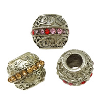 Zinc Alloy European Beads Drum silver color plated without troll & with rhinestone & blacken mixed colors nickel lead & cadmium free Approx 5mm Sold By Lot