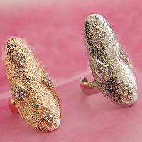 Zink-Legierung Nail -Finger-Ring, Zinklegierung, plattiert, mit Strass, keine, frei von Nickel, Blei & Kadmium, 28x13mm, Größe:3, verkauft von PC