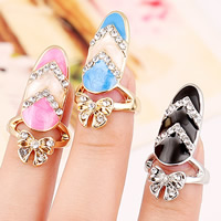 Tibetan Style, Bowknot, plated, enamel & with rhinestone, more colors for choice, nickel, lead & cadmium free, 30x15mm, US Ring Size:2, Sold By PC