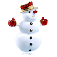 Christmas Brooches Zinc Alloy Snowman gold color plated Christmas jewelry & enamel & with rhinestone nickel lead & cadmium free Sold By Bag
