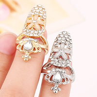Zink Alloy Nail Finger Ring, med Glas, Crown, plated, emalj & fasetterad & med strass, fler färger för val, nickel, bly och kadmium gratis, 35x16mm, Storlek:2, Säljs av PC