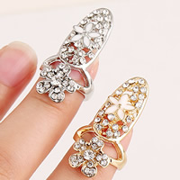 Zinc Alloy Flower plated enamel & with rhinestone nickel lead & cadmium free US Ring Sold By PC