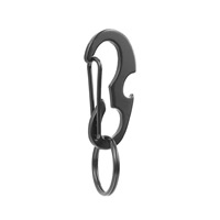 Porte-clés mousqueton en acier inoxydable, ionique noire, 50x25x2.50mm, 50PC/lot, Vendu par lot