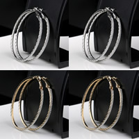 Iron Hoop Earring, plated, stardust, more colors for choice, nickel, lead & cadmium free, 60x2.4mm, 3Pairs/Bag, Sold By Bag