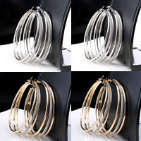 Iron Hoop Earring, plated, stardust, more colors for choice, nickel, lead & cadmium free, 60mm, 3Pairs/Bag, Sold By Bag