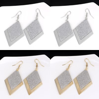 Iron Drop Earring, Rhombus, plated, stardust, more colors for choice, nickel, lead & cadmium free, 60mm, 3Pairs/Bag, Sold By Bag