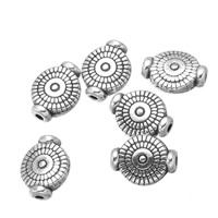 Tibetan Style Flat Beads, Flat Round, antique silver color plated, nickel, lead & cadmium free, 8x10mm, Hole:Approx 1.2mm, Approx 1000PCs/KG, Sold By KG