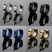 Stainless Steel Huggie Hoop Earring, plated, more colors for choice, 13x4mm, 3Pairs/Bag, Sold By Bag