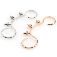 Zinc Alloy Double Finger Ring Spike plated with rhinestone nickel lead & cadmium free US Ring Sold By PC
