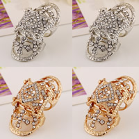 Armor Knuckle Cage Ring, Tibetan Style, Cross, plated, with rhinestone, more colors for choice, nickel, lead & cadmium free, 51x22mm, US Ring Size:7, Sold By PC