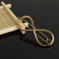 Tibetan Style Hair Clip, with iron clip, Infinity, gold color plated, nickel, lead & cadmium free, 60mm, 3PCs/Bag, Sold By Bag
