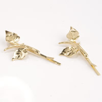Hair Slide Zinc Alloy with iron clip Leaf gold color plated nickel lead & cadmium free Sold By Bag