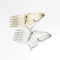 Decorative Hair Combs Zinc Alloy with Iron Butterfly plated nickel lead & cadmium free Sold By Bag