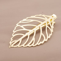 Alligator Hair Clip, Iron, Leaf, gold color plated, hollow, nickel, lead & cadmium free, 62mm, 3PCs/Bag, Sold By Bag