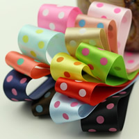 Satin Ribbon, with round spot pattern, more colors for choice, 25mm, 50m/Bag, Sold By Bag