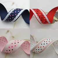 Grosgrain Ribbon, with round spot pattern, more colors for choice, 15mm, 50m/Bag, Sold By Bag